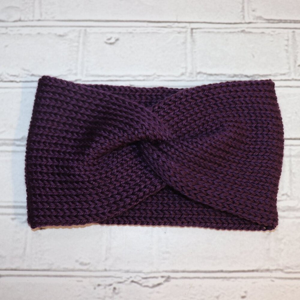 💜✨ Twisted Knit Headband – Purple Edition · Handmade · One Size